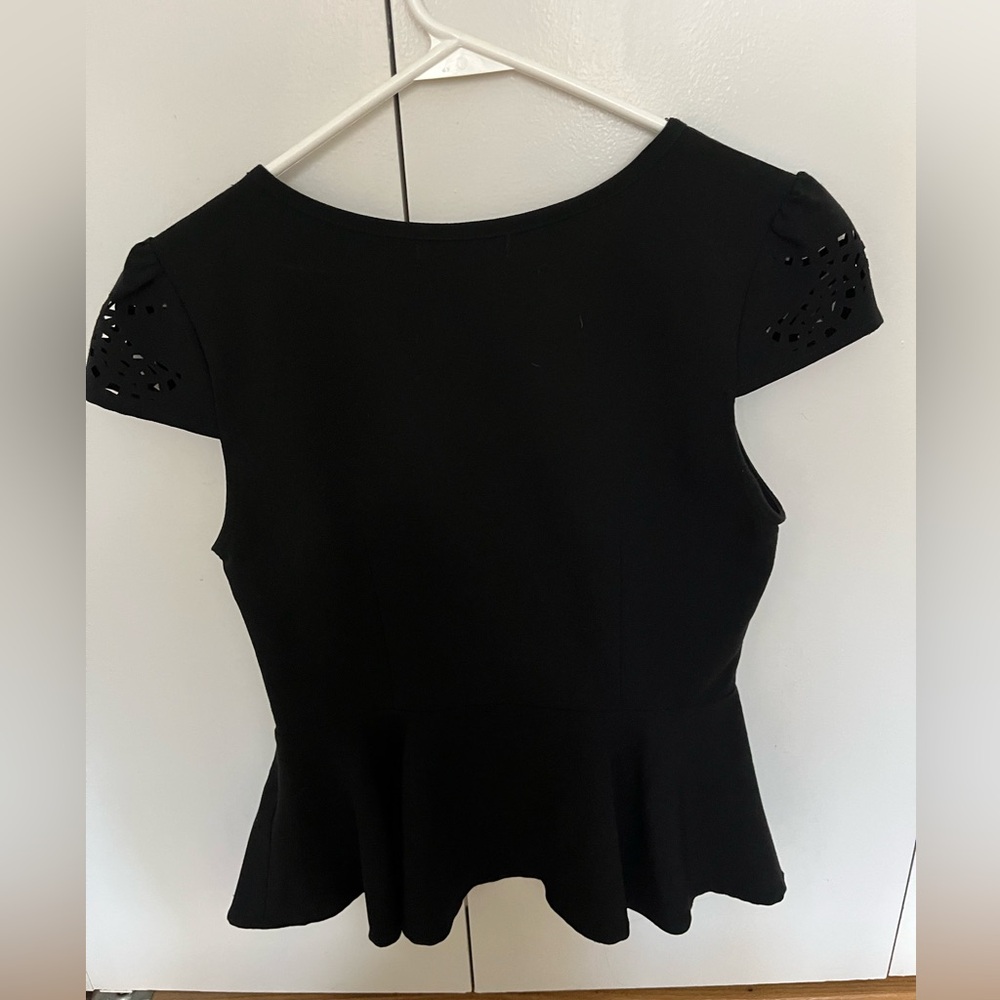 Elegant Black Peplum Top - Picture 5 of 5